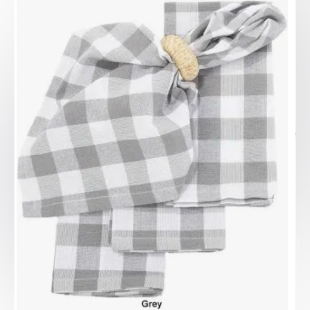 Cottage Check Grey Buffalo Check Napkins ~ New in Box